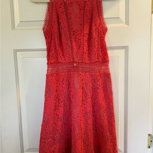 Coral Lace Sleeveless Dress